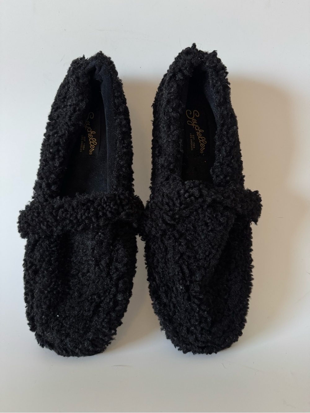 Seychelles Black Faux-Sherpa Moccasin Loafers